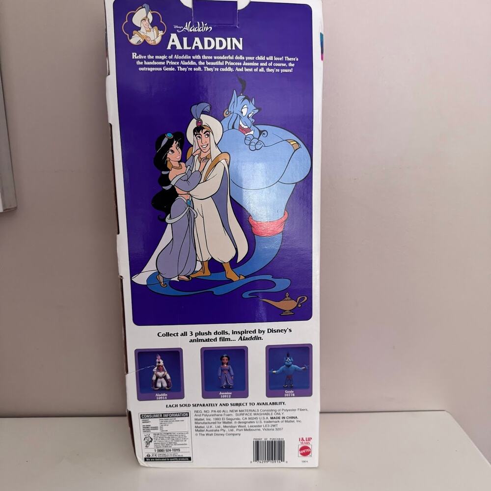 Vintage Disney Aladdin Plush Doll by Mattel Movie Inspired Pal New in Box 10914 - Picture 9 of 9